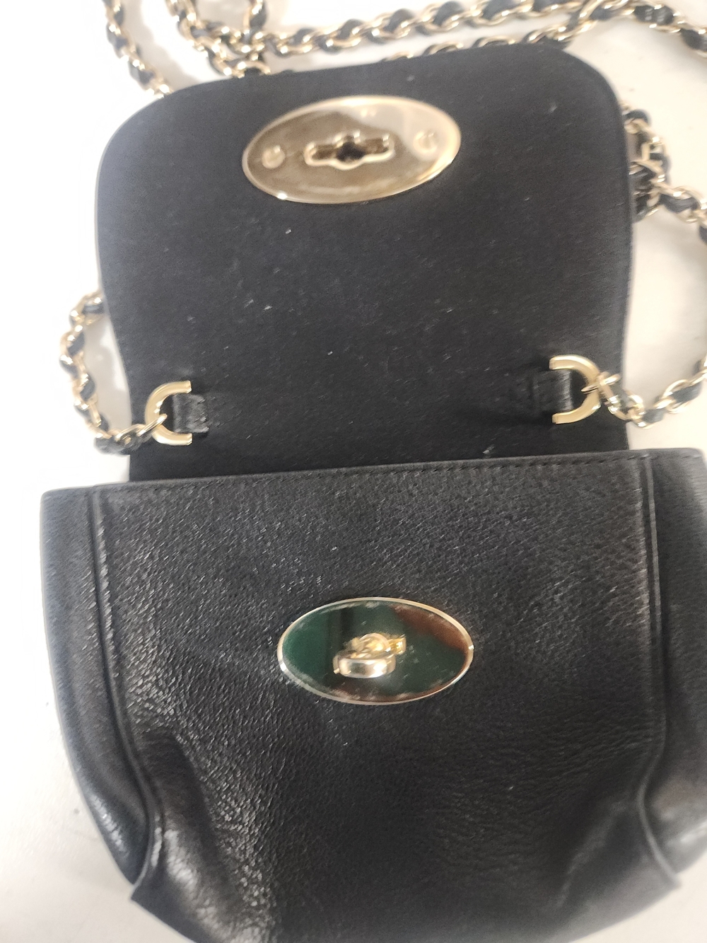 Mulberry Black Leather Mini Shoulder Bag with Gold Hardware